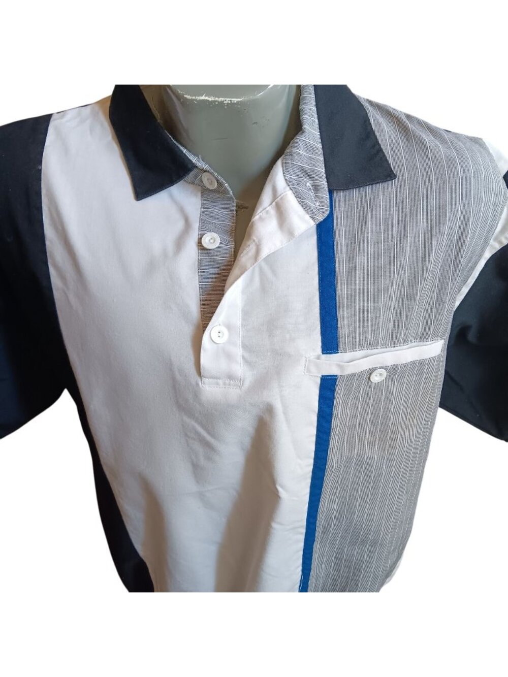 Pullover Polo Shirt Medium Y2K Vintage Bill Blass Mens Colorblock Stripes Daddy